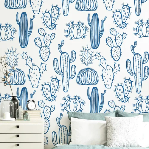 Vista 8 de Calcomanías de pared de cactus para despegar y pegar, calcomanías de pared de cactus de 11 x 35 pulgadas para dormitorio, calcomanías de pared