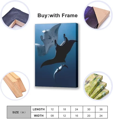 Vista 5 de Póster de lienzo con diseño de peces de animales de manta Rays, decoración de dormitorio, paisaje deportivo, oficina, habitación, regalo, póster