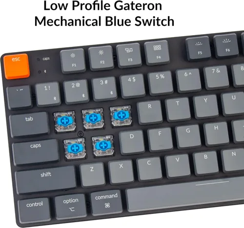 Vista 4 de Keychron K1 SE teclado mecánico inalámbrico ultra delgado con cable BluetoothUSB con retroiluminación LED blanca interruptor azul mecánico Gateron