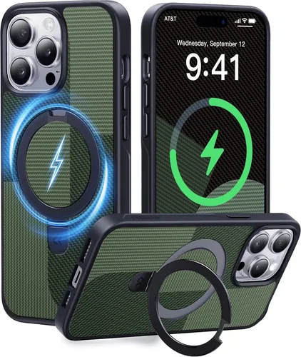 Vista 21 de CASEKOO - Funda diseñada para iPhone 14 Pro con soporte magnético invisible [protección contra caídas de grado militar] [compatible con MagSafe]