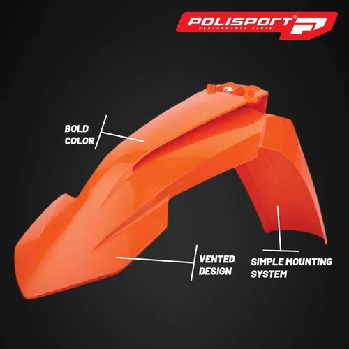 Vista 7 de Polisport Guardabarros delantero para motocross (MX) para moto todoterreno KTM EXC/EXC-F y SX/SX-F (2007-2013), calidad OEM, duradera, flexible
