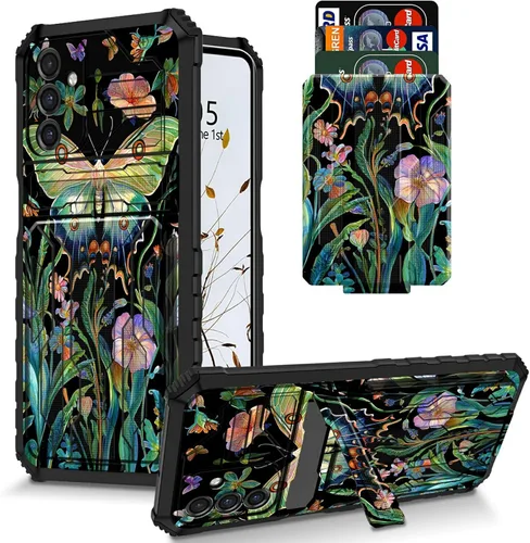 Vista 40 de Funda para Galaxy S21 FE 5G 2022 con soporte, funda de doble capa de policarbonato duro de TPU suave, estampado de vaca, estampado animal