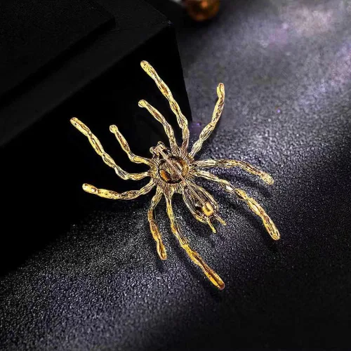 Vista 4 de XGALBLA Broche de araña grande para mujer, cristal austriaco para Halloween, multicolor, retro, araña, esmalte