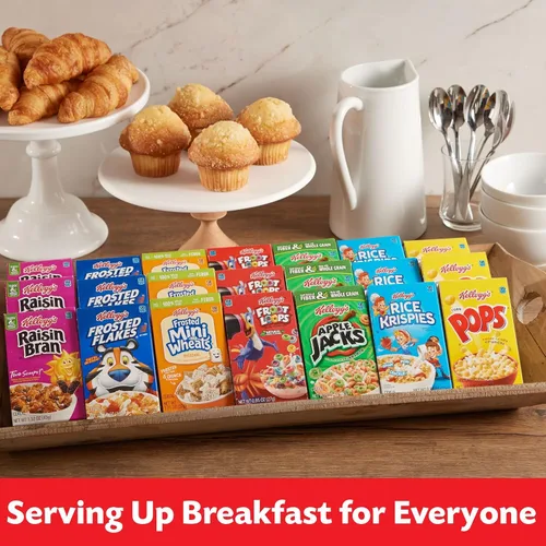 Vista 5 de Kellogg's - Paquete de cereales de desayuno surtidos: Frosted Flakes, Frosted Mini-Wheats, Froot Loops, Apple Jacks, Corn Pops, Rice Krispies
