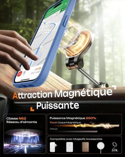 Vista 642 de TOCOL Funda para iPhone 11, compatible con Magsafe, protección completa de cámara, imanes integrados, protección contra caídas, funda translúcida