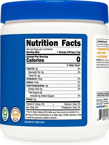 Vista 4 de Nutricost Polvo de ácido málico de 1 libra, sin gluten, sin OMG (16.01 oz)