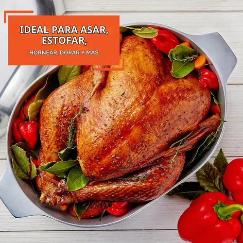 Vista 8 de IMUSA Asador ovalado de aluminio fundido Cajun de 11 pulgadas de alto con tapa