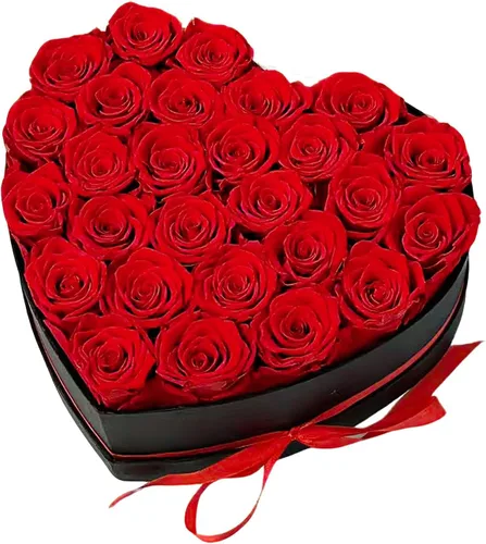 Vista 7 de Rosas preservadas en forma de corazón, flores para siempre (16 rosas azules)