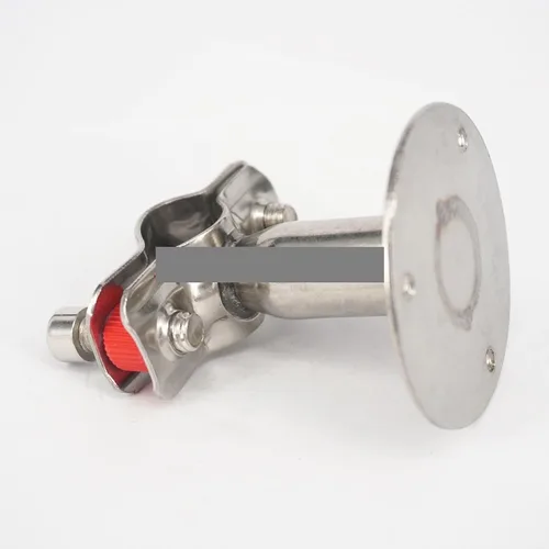 Vista 3 de 12mm 304 Stainless Steel Pipe Clamp Clip Support Bracket with Base Plate Pole Length 45mm