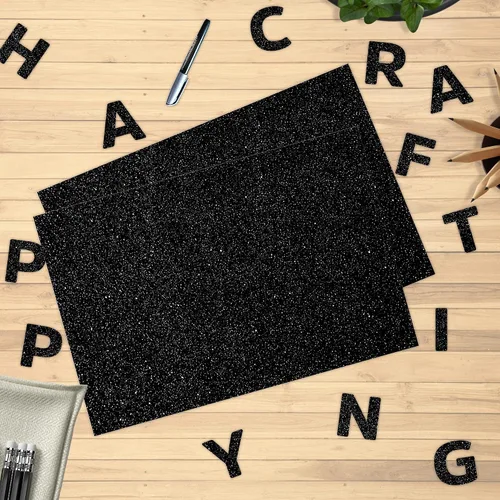 Vista 6 de SANZIX 25 hojas de papel de cartulina negra con purpurina - 8.2"x11.7", 110lb 300 GSM, cartulina negra brillante pesada con purpurina para álbumes