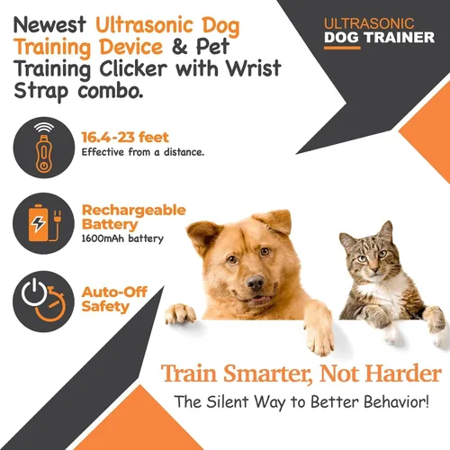 Vista 6 de Dispositivos disuasorios de ladridos de perro – 3 modos, rango de 49.2 ft, linterna Dispositivo antiladridos humano seguro para perros