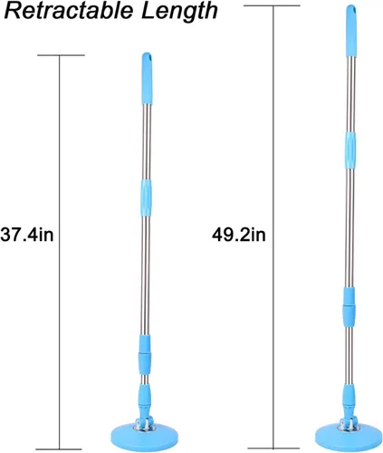 Vista 5 de Spin Mop Pole Handle Replacement 360 Spinning Cleaning Scraper para fregona de piso Cubo sin pedal versión azul