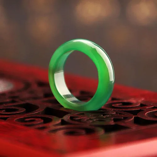 Vista 7 de GYRMMUE Anillos de jade de cristal verde natural para mujer y hombre, anillo de piedras preciosas de buena suerte, anillos de jade verde, anillo