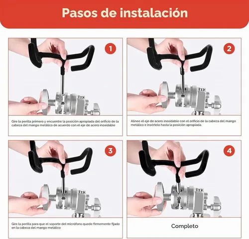 Vista 4 de Soporte de poste de micrófono de metal para soportes en C y soportes de micrófono, soporte de cuna mate antideslizante para micrófono