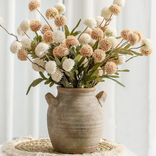 Vista 12 de Florero Grande para Decoración del Hogar - Jarrones de Mesa Rústicos de Cerámica Estilo Granja de 12 Pulgadas de Alto con Asa, Decoración de Sala