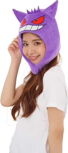 Vista 4 de SAZAC Pokemon Gengar Kigurumi Hat - Disfraz de Halloween, cosplay, gorro con orejeras, Púrpura