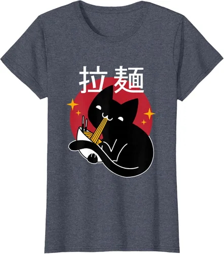 Vista 13 de Camiseta japonesa Ramen Noodle Cat, Negro