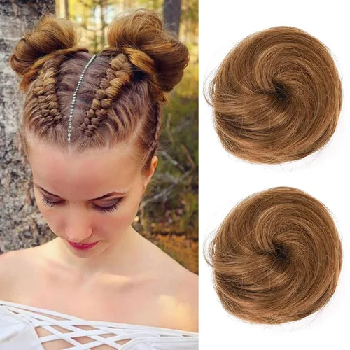 Vista 29 de REECHO Space Bun Hair Pieces, 2 piezas de mini clips de garra en moños desordenados y orejas de gato, extensiones de moño de cabello falso HB001