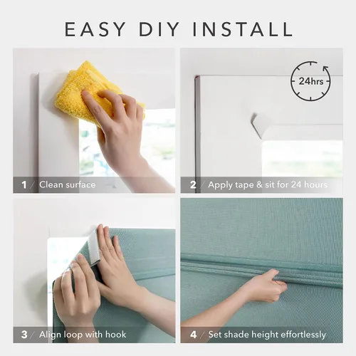 Vista 6 de GoDear Design Persianas Romanas Magnéticas 99.99% Oscuras para Ventanas, Persianas Tejidas Sin Cable para Dormitorio y Sala de Estar, Sin Taladro