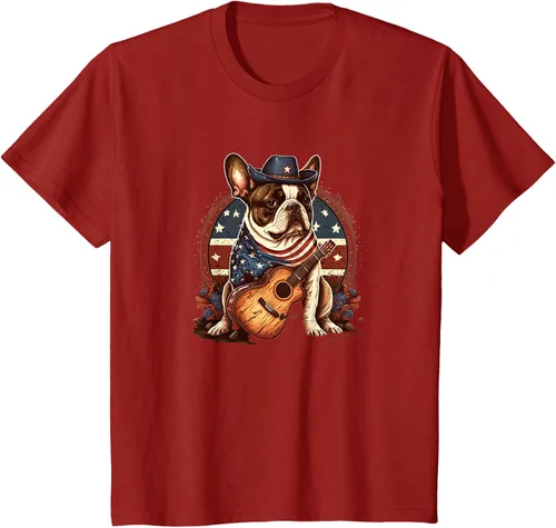 Vista 15 de Camiseta divertida de Bulldog francés con música country y roeo, Negro