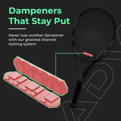 Vista 4 de ADV Tennis Amortiguador con tacto personalizado, paquete de 3, amortiguador de raqueta para reducir la vibración, aliviar los síntomas de lesiones
