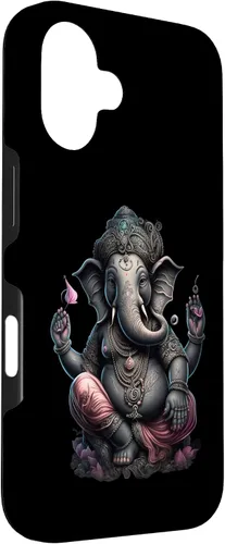 Vista 3 de iPhone 16 Dios hindú Ganesha Lotus Pose Yoga y Meditación Caso