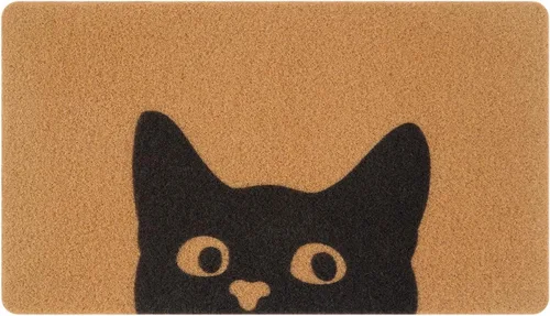 Vista 10 de Tapete para Puerta de Gato Tapete de Bienvenida, Gato Negro con Ojos Verdes Tapete para Puerta, Tapetes de Bienvenida Antideslizantes de Gato