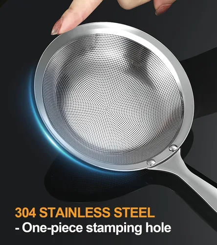 Vista 3 de Ugotit Cuchara espumadera de acero inoxidable, colador de malla fina para cocinar, desnatador de grasa y desnatador de olla caliente, accesorio