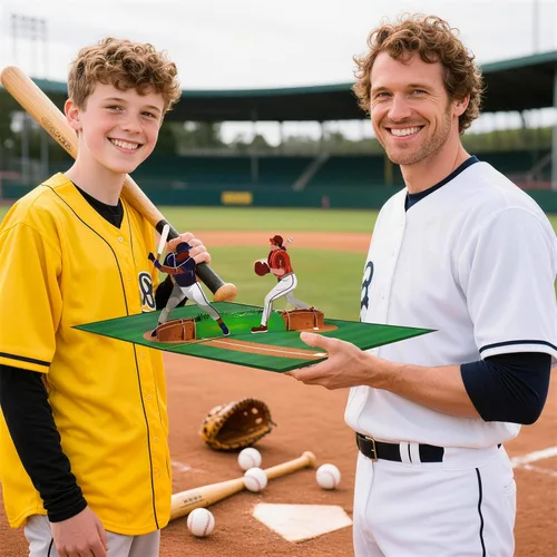Vista 2 de GREETING ART Tarjeta desplegable de béisbol, tarjetas de cumpleaños de béisbol, tarjeta del día del padre, tarjetas de felicitación deportivas