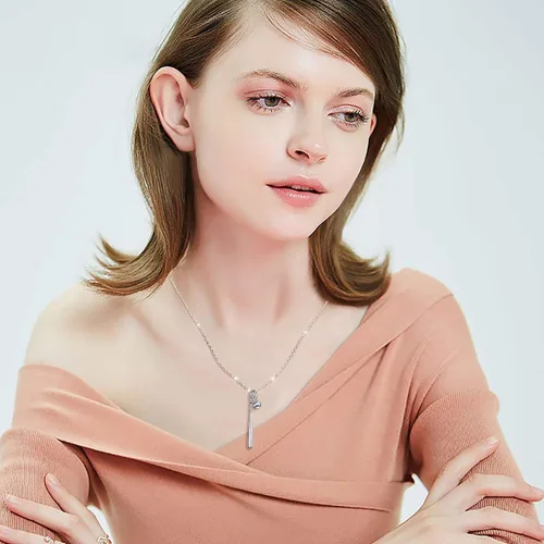 Vista 2 de DAOCHONG Collar con colgante de plata de ley S925 para hombres y mujeres