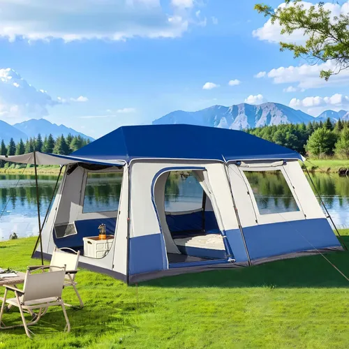 Vista 13 de YOLENY Instant Cabin Tent, 4-8 Person Quick Setup Family Camping Tent with Rainfly and Extended Canopy, Weather Resistant Tent with Mesh Windows and