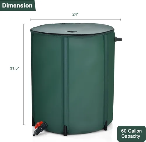 Vista 5 de S AFSTAR Barril de lluvia plegable, tanque de almacenamiento plegable para recolección de agua, resistente a la intemperie, contenedor de lluvia