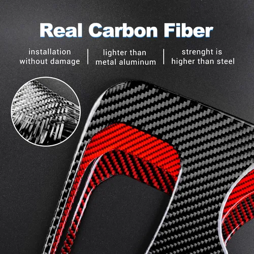 Vista 6 de AIRSPEED Cubierta de panel de palanca de cambios de fibra de carbono, calcomanía para consola central interior para Dodge Durango 2018 2019 2020
