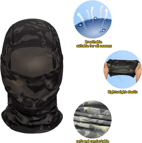 Vista 3 de XY3545HS Máscara facial de camuflaje pasamontañas de esquí para hombres y mujeres, caza, pesca, ciclismo, resistente al viento, protección UV