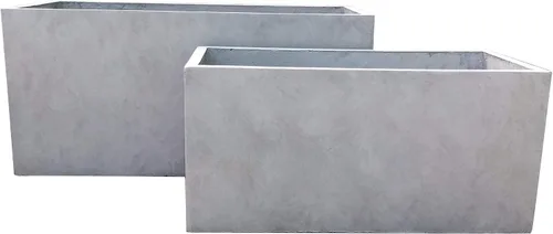 Vista 27 de Kante Macetero rectangular de hormigón de 23.2 pulgadas de largo, macetas grandes para interiores y exteriores con orificio de drenaje y tapón