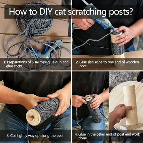 Vista 4 de Cuerda de sisal de 0.236 in para rascador de gatos, reparación y reemplazo del poste rascador de gatos, muebles rascadores de bricolaje – árbol