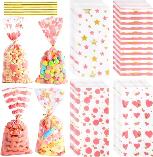 Vista 27 de 100 bolsas de regalo con estampado de estrellas de 3 x 5 pulgadas, bolsas de regalo de celofán, bolsas de regalo de celofán, bolsas de regalo