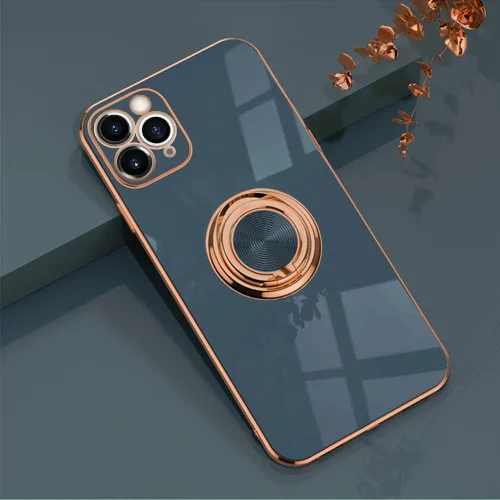 Vista 20 de Compatible con iPhone 11 Kickstand, anillo de rotación de 360 grados integrado con borde de oro rosa brillante que funciona con soporte magnético