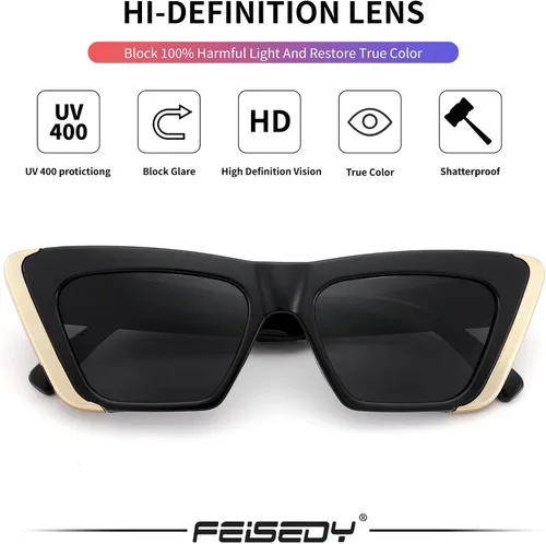 Vista 6 de FEISEDY Gafas de sol cuadradas retro con ojo de gato para mujer, gafas de sol vintage de moda con ojo de gato B2966