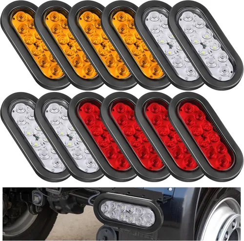Vista 8 de Yexiya Paquete de 12 luces LED ovaladas para remolque, rojo