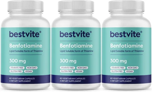 Vista 9 de BESTVITE Benfotiamina 300mg (60 cápsulas vegetales) - Sin estearatos
