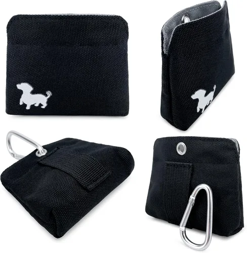 Vista 3 de Bolsa para golosinas para perros extra pequeña Swaggly – Bolsa de golosinas para perros con bolsillo magnético delgado para caminar y entrenar