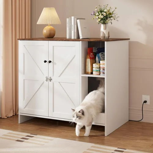 Vista 9 de VOWNER Caja de arena extragrande para gatos con colector de arena, color Gris