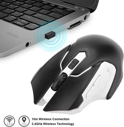 Vista 5 de Ratón para juegos, mouse silencioso delgado recargable, mouse de computadora de 2.4 G con receptor USB, 1200 DPI, mouse óptico para PC, laptop