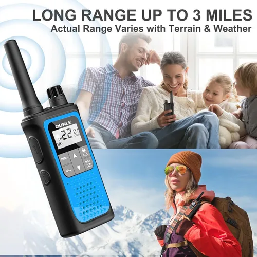 Vista 2 de Walkie Talkies recargables de largo alcance, paquete de 4 Walkie Talkies para adultos NOAA con alerta meteorológica, radio de 2 vías de 22 canales