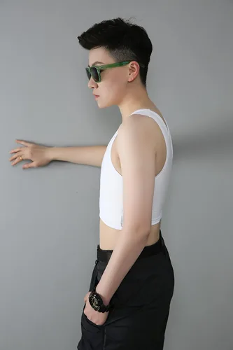 Vista 4 de BaronHong Carpeta de pecho de malla elástica transpirable para Tomboy Trans Lesbian, Negro