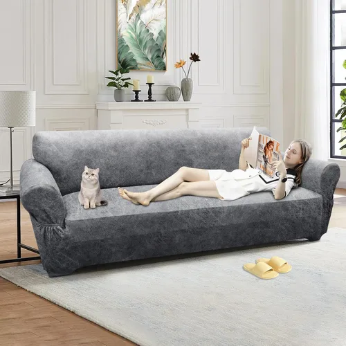 Vista 38 de Fundas para Sillón de 2 Piezas con Cojín en T, Fundas de Aspecto de Cuero para Sofá, Fundas para Sillas, Protector de Muebles Elástico, Funda