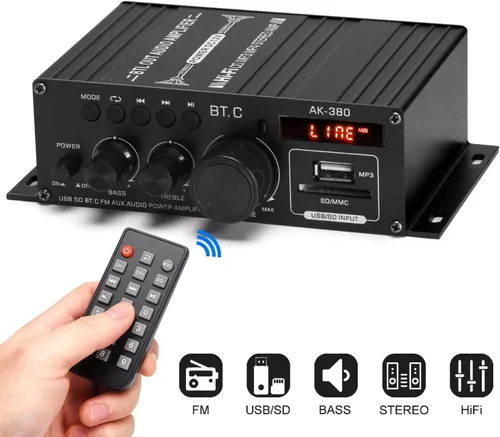 Vista 2 de AK-380 Bluetooth 5.0 Amplificador de audio para el hogar del coche Bar