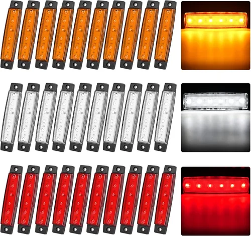 Vista 11 de Nilight 3 Inch Amber Oval LED Marker Lights 10PCS Clear Lens Side Clearance Lights 12V DC IP67 Waterproof Chrome Housing for Semi Truck Trailer RV