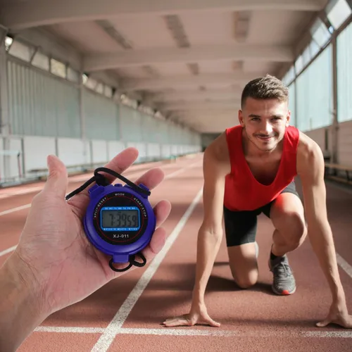 Vista 6 de Cronómetro digital silencioso con temporizador deportivo con pantalla grande, diseño compacto y ligero para natación, correr, fitness, operación